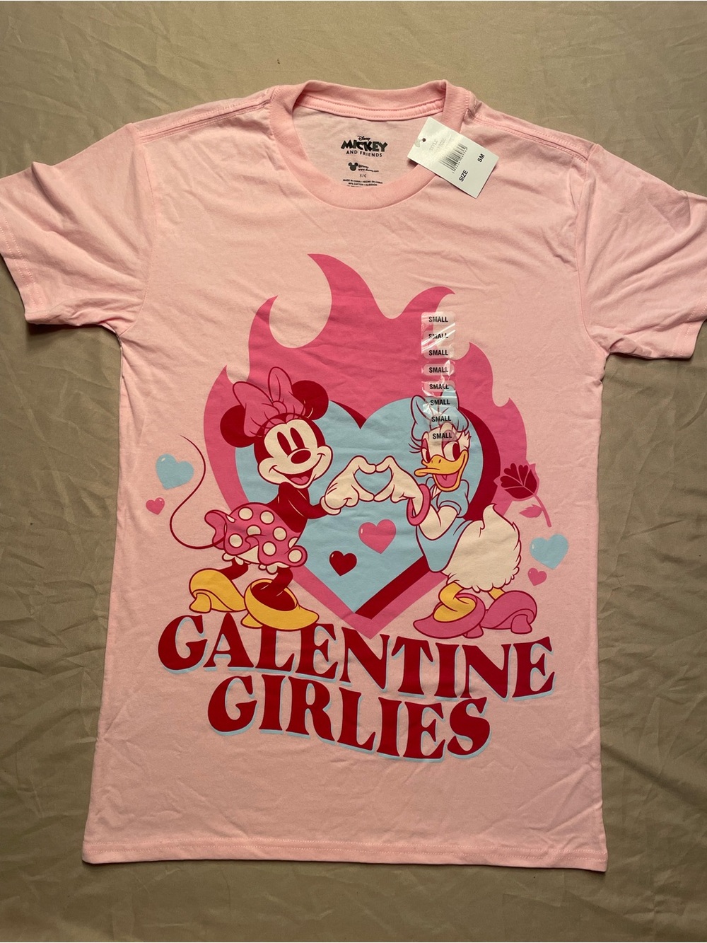 NWT Disney Pink Minnie & Daisy Galentine Graphic Tee